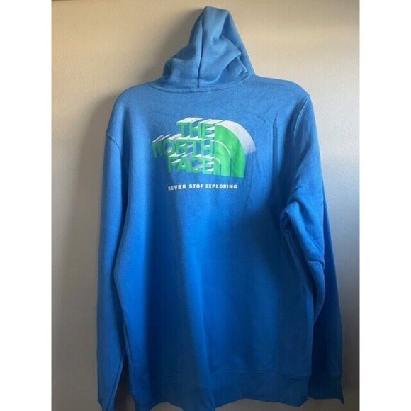 THE NORTH FACE MENS SIZE L PULLOVER BLUE HOODIE NWT NEVER STOP EXPORING - Picture 2 of 7